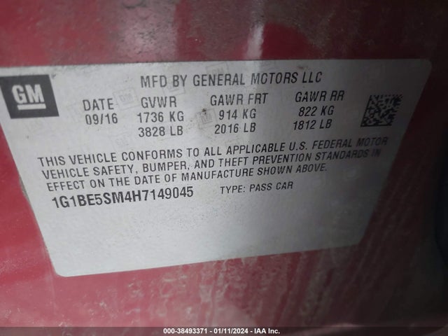 Chevrolet Cruze Lt Auto 2017 1G1BE5SM4H7149045 Image 9