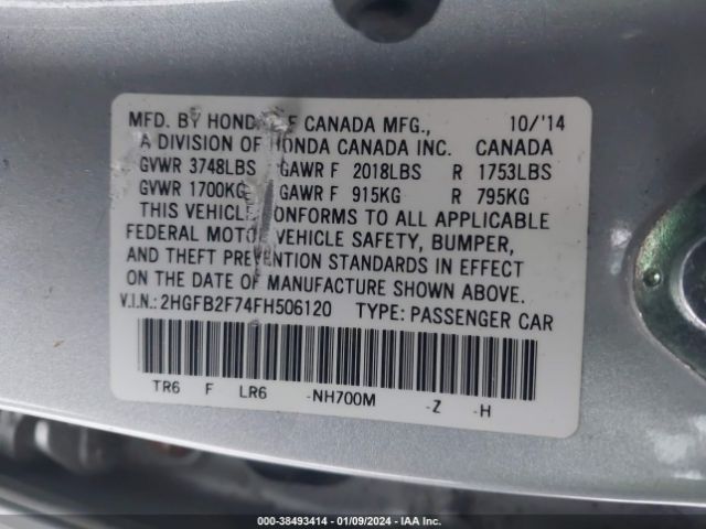 2HGFB2F74FH506120 Honda CIVIC SE