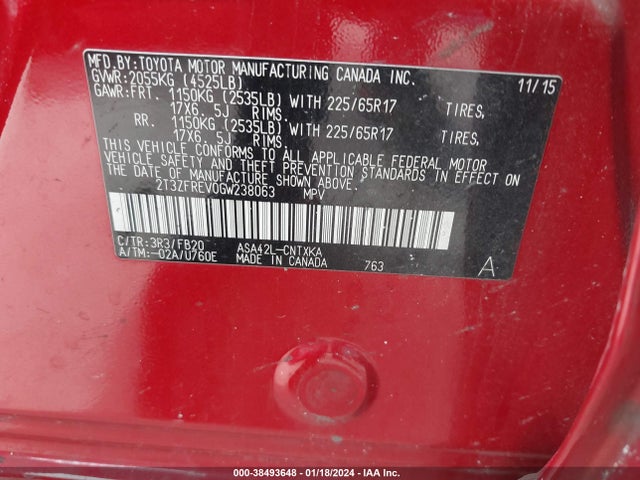 Toyota RAV4 LE 2016 2T3ZFREV0GW238063 Image 9