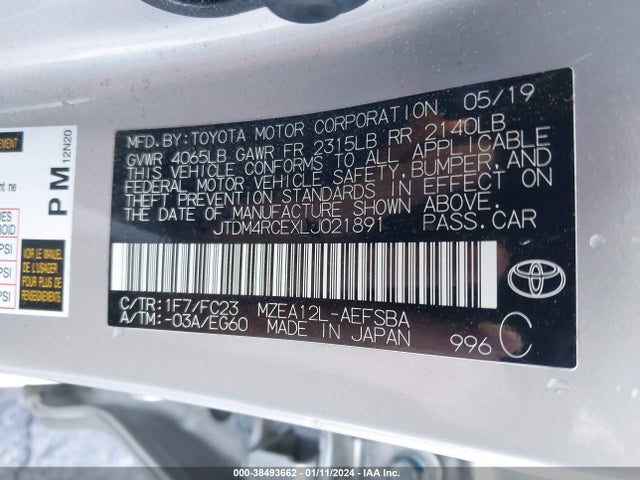 Toyota Corolla Se  6mt 2020 JTDM4RCEXLJ021891 Image 9