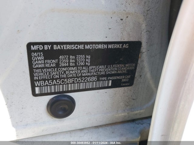 BMW 528I 2015 WBA5A5C58FD522686 Image 9