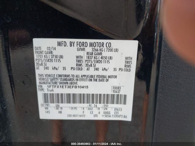 1FTFX1ET3EFB10415 Ford F-150 Lariat