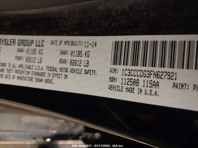 1C3CCCDG3FN627921 Chrysler 200 S