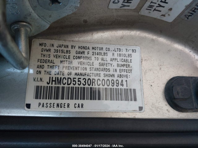 1994 HONDA ACCORD LX VIN: JHMCD5530RC009941