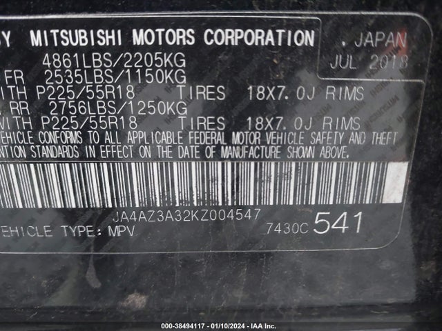 JA4AZ3A32KZ004547 Mitsubishi Outlander Es