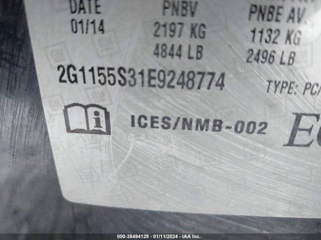 Chevrolet IMPALA 2LZ 2014 2G1155S31E9248774 Image 9