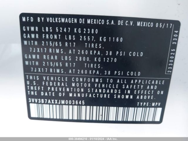 2018 VOLKSWAGEN TIGUAN 3VV3B7AXXJM003645 Photo 8