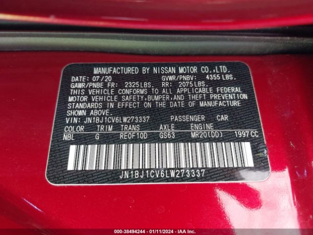 JN1BJ1CV6LW273337 Nissan Rogue Sport Sv Fwd Xtronic Cvt