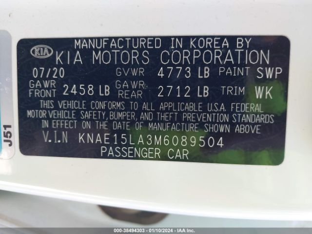 KNAE15LA3M6089504 KIA Stinger Gt-line
