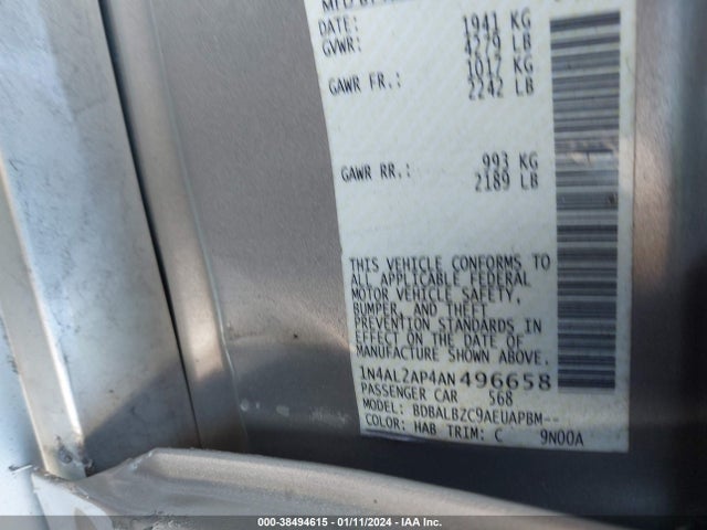 2010 NISSAN ALTIMA 2.5 S VIN: 1N4AL2AP4AN496658