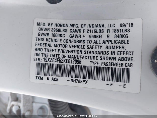 Honda INSIGHT EX 2019 19XZE4F52KE012096 Image 9