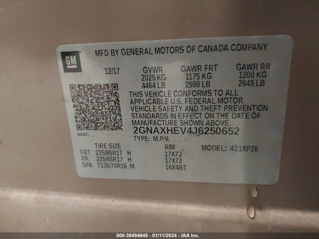 Chevrolet EQUINOX LS 2018 2GNAXHEV4J6250652 Image 9