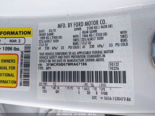 3FMCR9B67MRA67186 Ford Bronco Sport Big Bend