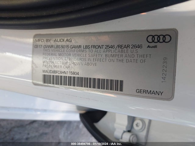 WAUD8BFC6HN115804 Audi A6 2.0t Premium