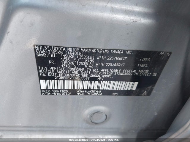 Toyota RAV4 LE 2016 2T3BFREV8GW533588 Image 9