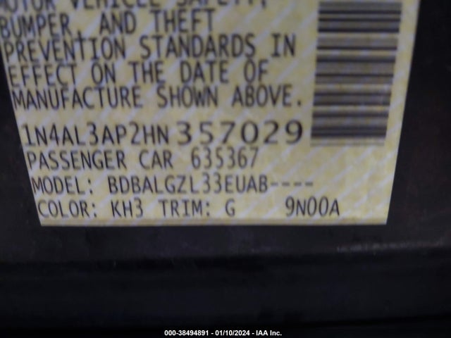 Nissan Altima 2.5 S 2017 1N4AL3AP2HN357029 Image 9