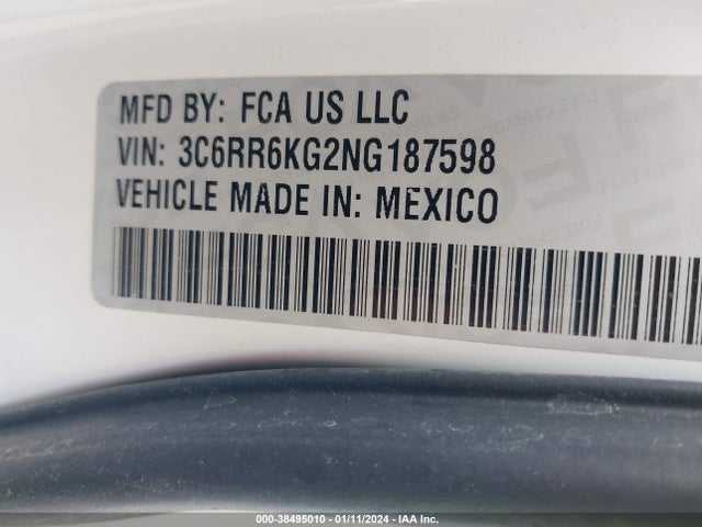 2022 RAM 1500 CLASSIC TRADESMAN 4X2 5'7 BOX VIN: 3C6RR6KG2NG187598