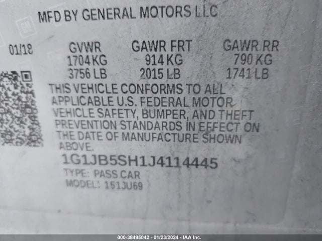 Chevrolet Sonic Ls Auto 2018 1G1JB5SH1J4114445 Image 9