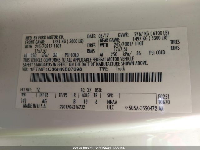 1FTMF1C86HKE07098 Ford F-150 Xl