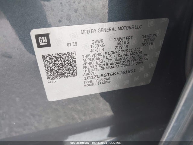 Chevrolet MALIBU LT 2019 1G1ZD5ST6KF161851 Image 9