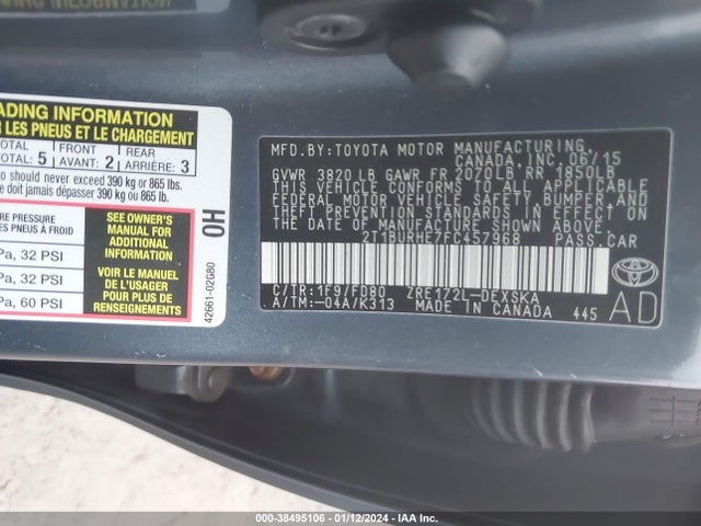 Toyota Corolla S Plus 2015 2T1BURHE7FC457968 Image 9