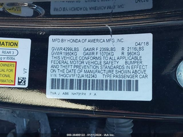 1HGCV1F12JA162343 Honda ACCORD LX