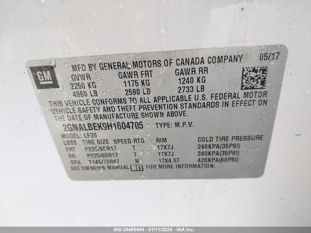 Chevrolet EQUINOX LS 2017 2GNALBEK9H1604705 Image 9