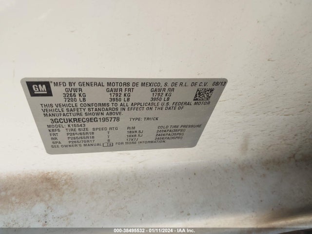 Chevrolet Silverado 1500 2lt 2014 3GCUKREC9EG195778 Image 9