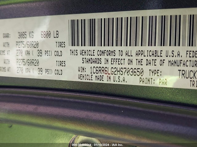 1C6RR6LG2HS703650 RAM 1500 Lone Star Silver  4x2 5'7 Box