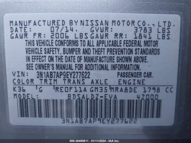 Nissan SENTRA SV 2014 3N1AB7AP9EY277622 Image 9
