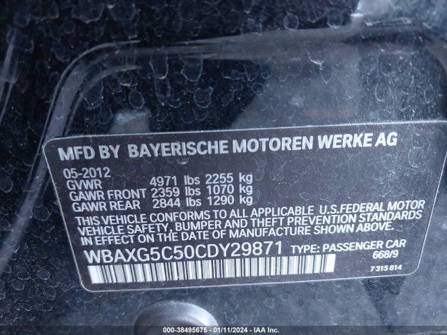 2012 BMW 528I VIN: WBAXG5C50CDY29871