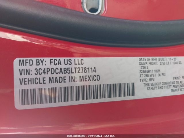 3C4PDCAB5LT278114 Dodge Journey Se Value