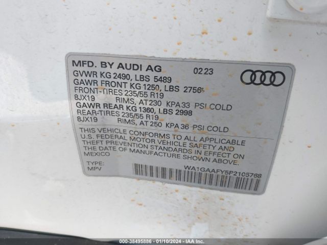 WA1GAAFY5P2105768 Audi Q5 Premium 45 Tfsi S Line Quattro