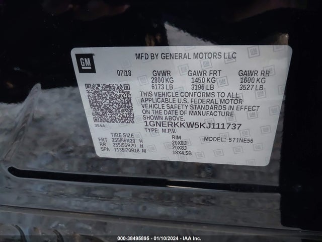 Chevrolet Traverse Premier 2019 1GNERKKW5KJ111737 Image 9