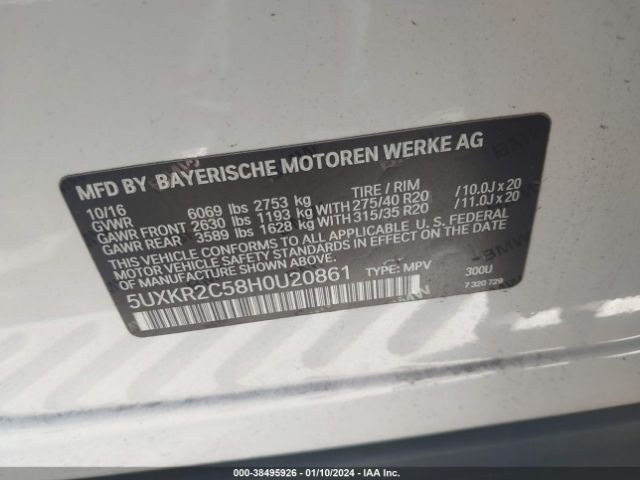 5UXKR2C58H0U20861 BMW X5 Sdrive35i