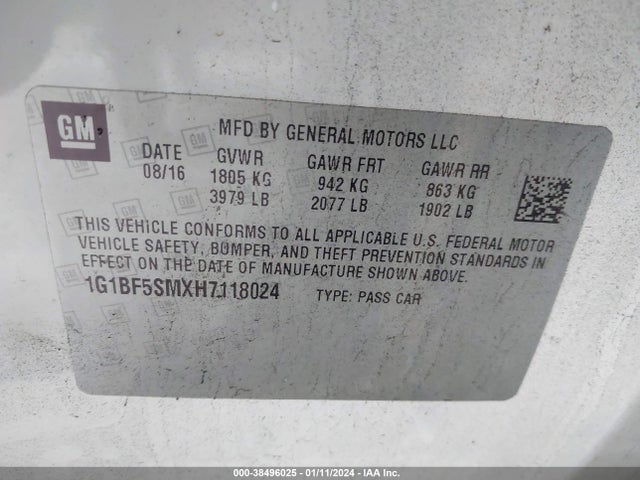 Chevrolet Cruze Premier Auto 2017 1G1BF5SMXH7118024 Image 9