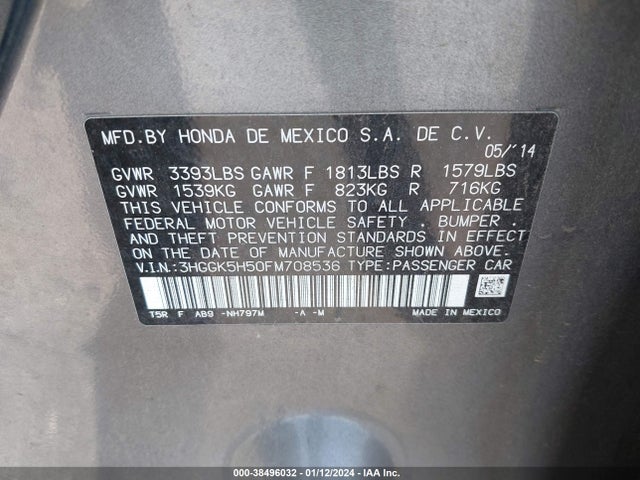 Honda FIT LX 2015 3HGGK5H50FM708536 Image 9