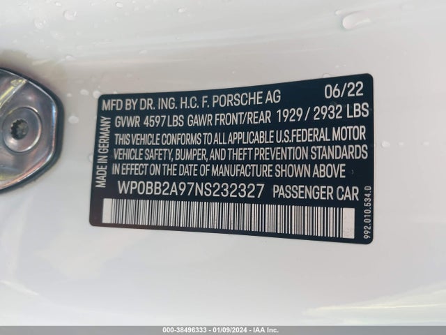 2022 PORSCHE 911 WP0BB2A97NS232327 Photo 8