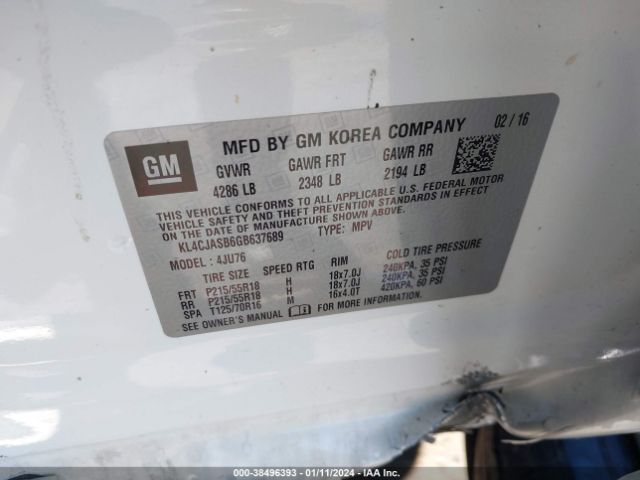 KL4CJASB6GB637689 Buick Encore