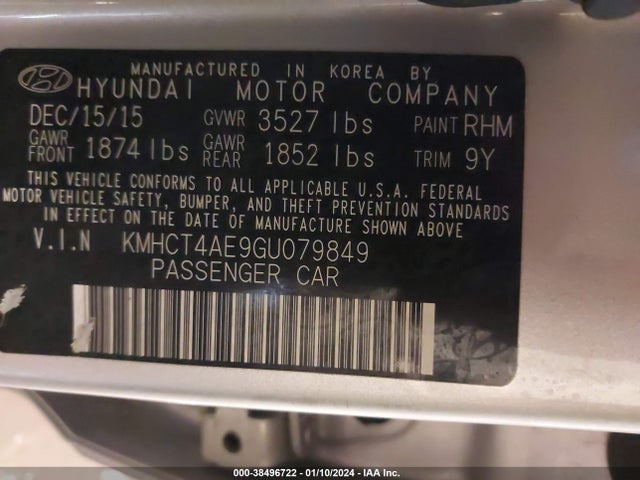 2016 HYUNDAI ACCENT SE VIN: KMHCT4AE9GU079849