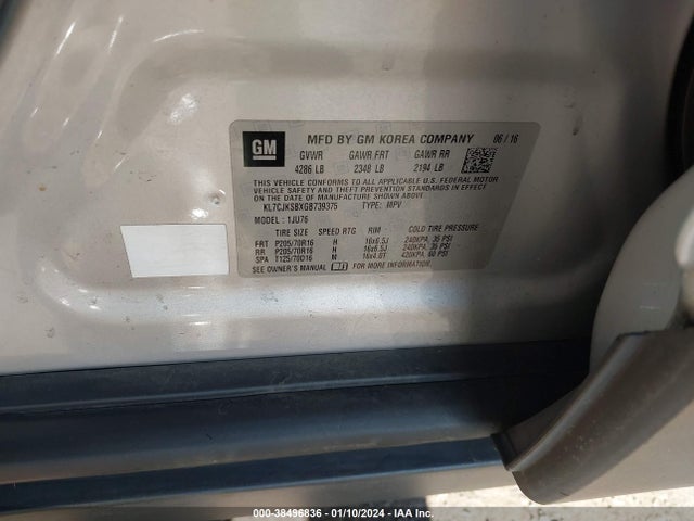 Chevrolet Trax 1ls 2016 KL7CJKSBXGB739375 Image 9