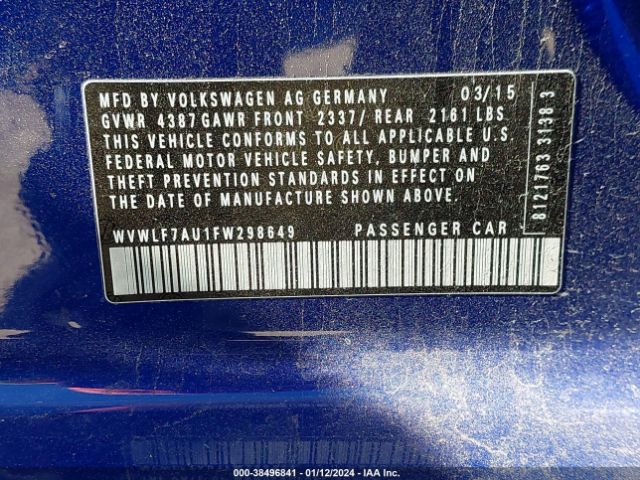WVWLF7AU1FW298649 Volkswagen Golf R 4-door