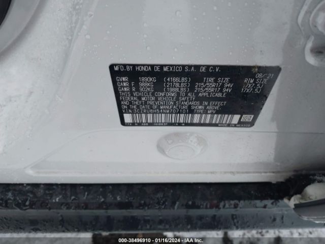 3CZRU6H54NM707101 Honda Hr-v Awd Ex