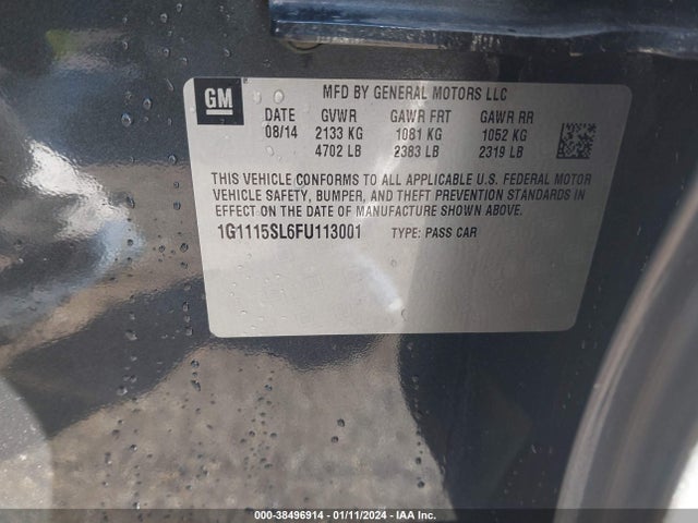 Chevrolet IMPALA 1LT 2015 1G1115SL6FU113001 Image 9