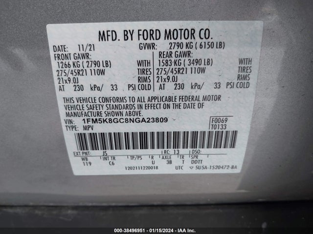 Ford Explorer St 2022 1FM5K8GC8NGA23809 Image 9