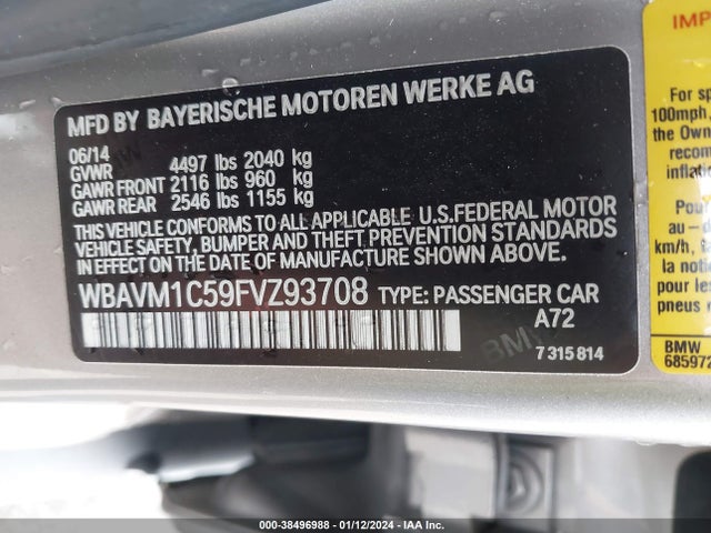 BMW X1 Sdrive28i 2015 WBAVM1C59FVZ93708 Image 9