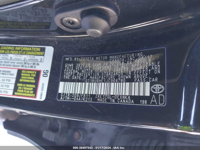 Toyota COROLLA LE 2018 2T1BURHE1JC968780 Image 9