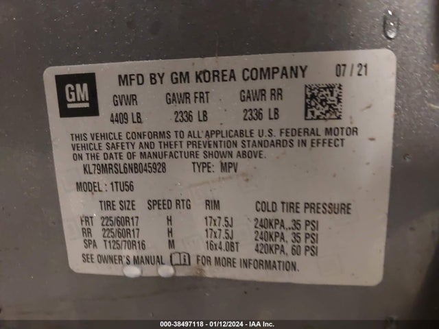 Chevrolet Trailblazer Awd Lt 2022 KL79MRSL6NB045928 Image 9