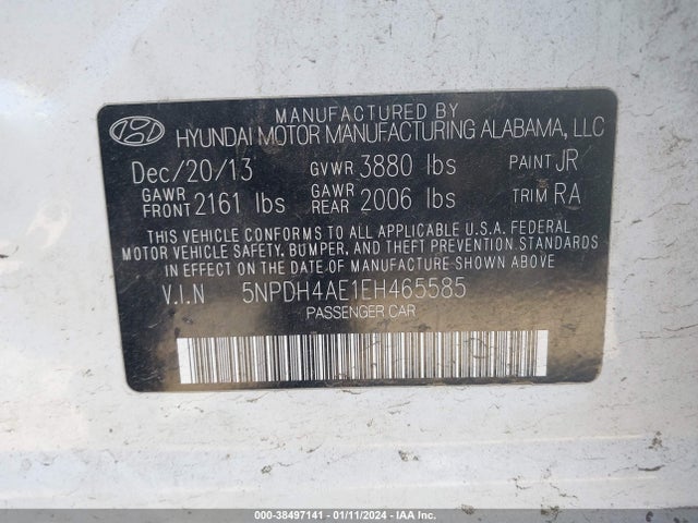 Hyundai ELANTRA SE 2014 5NPDH4AE1EH465585 Image 9