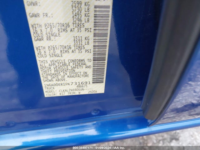 Nissan Frontier Sv 2015 1N6AD0ER1FN731691 Image 9